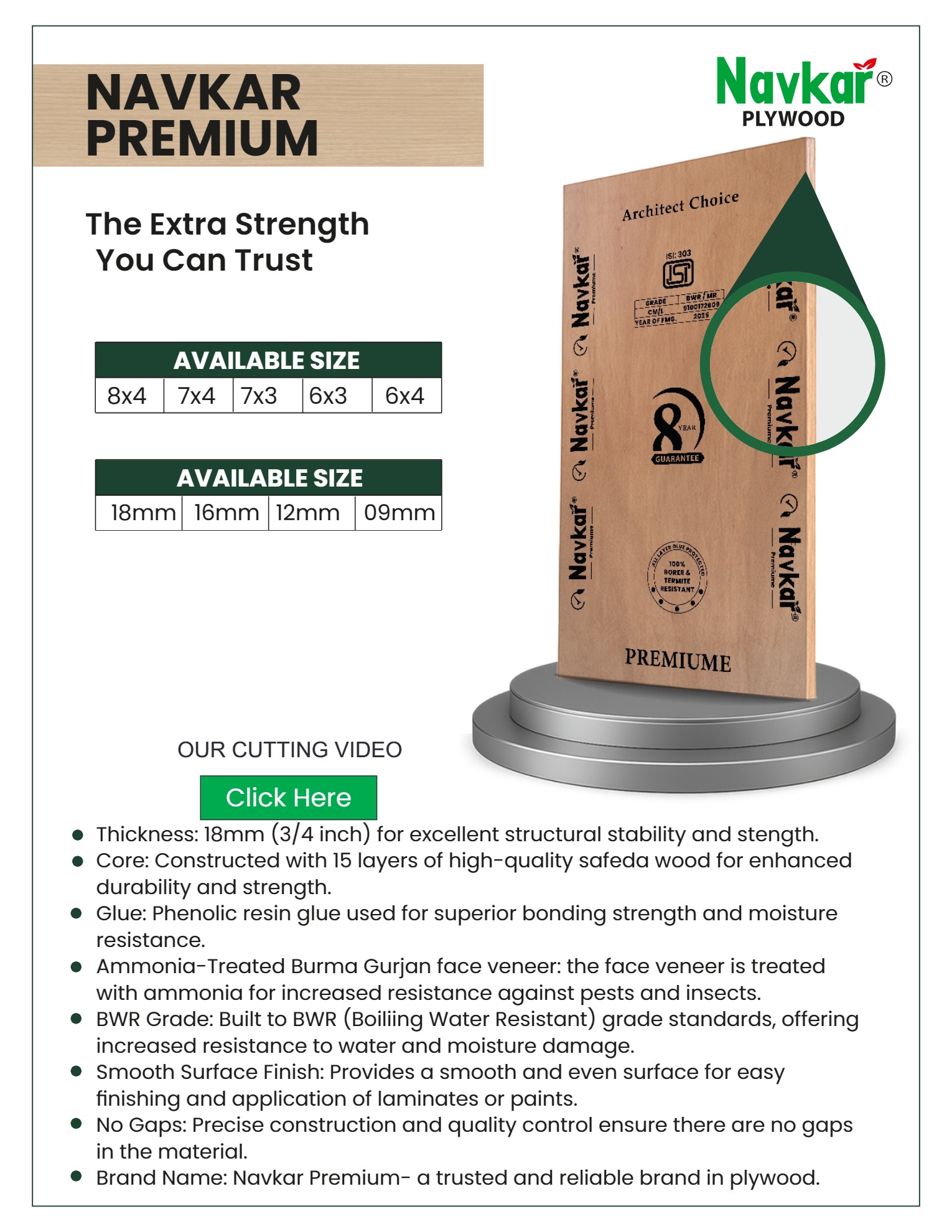 NAVKAR PREMIUM PLYWOOD 18MM