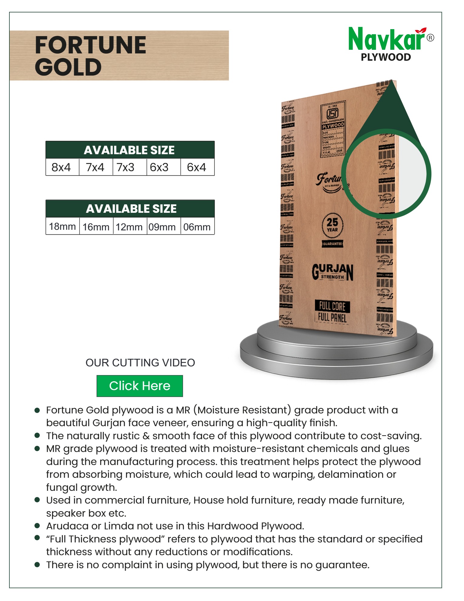 FORTUNE GOLD PLYWOOD 6MM