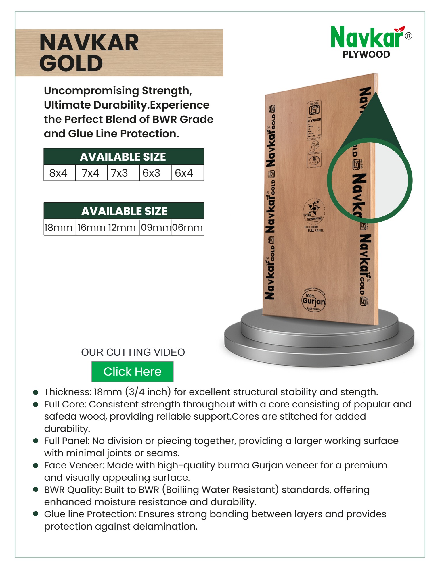 NAVKAR GOLD PLYWOOD 18MM