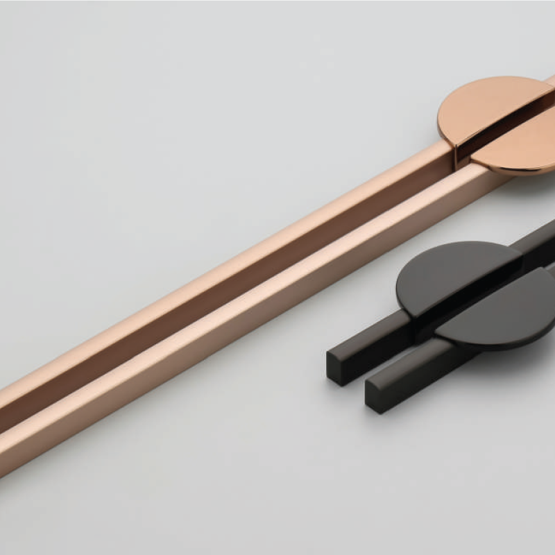 1-POLO Aluminium Cabinet Pull Handle - Black TT, PVD Rose Gold TT