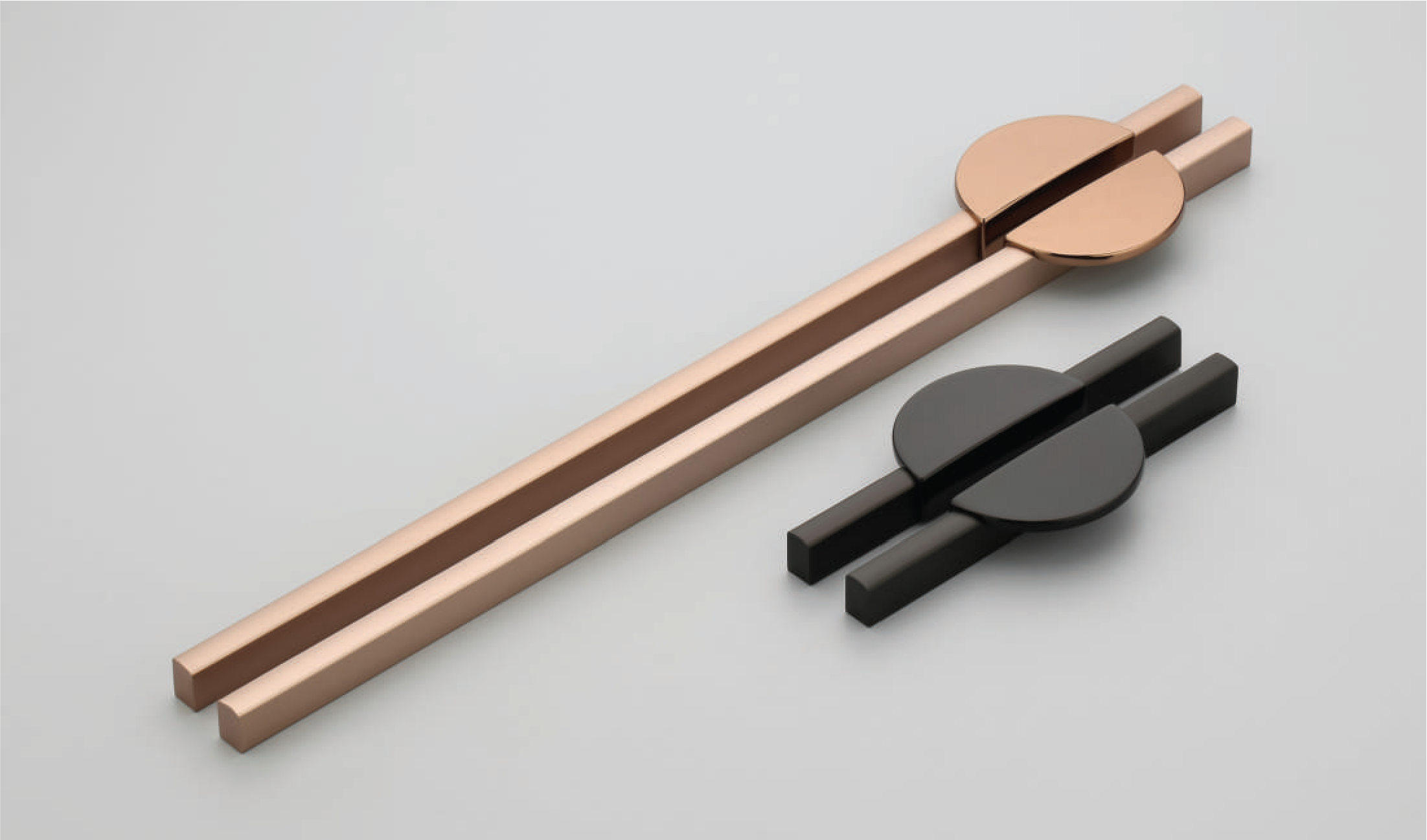 1-POLO Aluminium Cabinet Pull Handle - Black TT, PVD Rose Gold TT