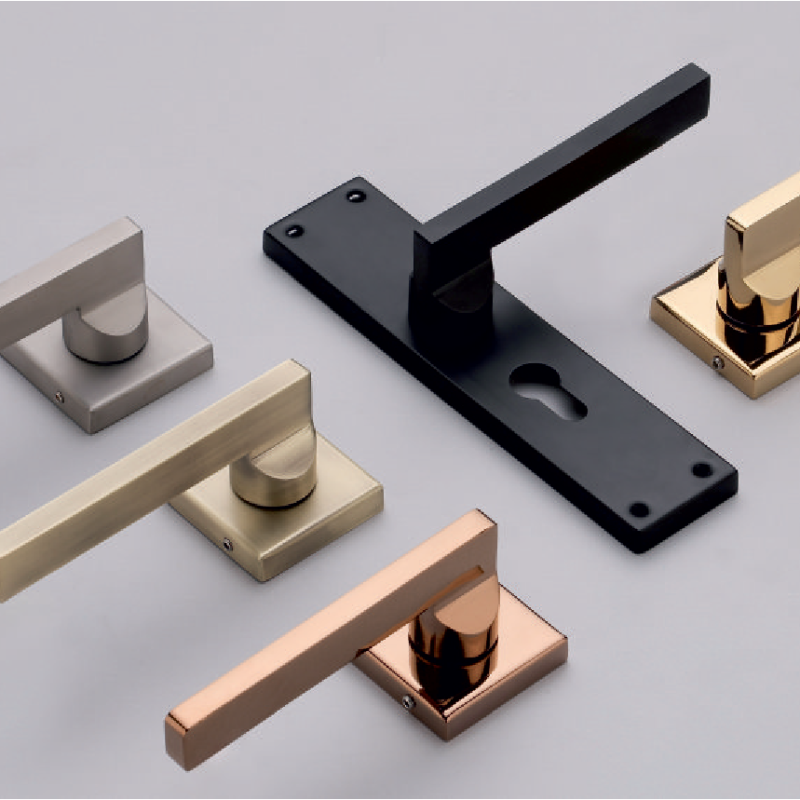 1-UC-754 Lever Door Handle - SS Matt, Black, Antique Brass, PVD Rose Gold, PVD Gold