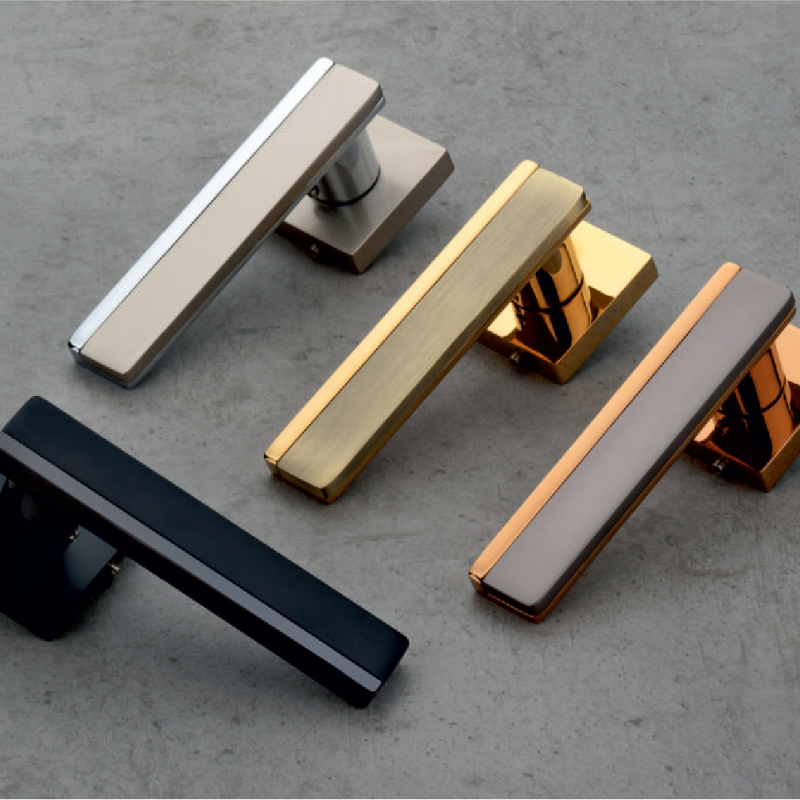 2-UC-705 Lever Door Handle - CP TT, Black TT, PVD Rose Gold Satin Black, PVD Gold Antique Brass