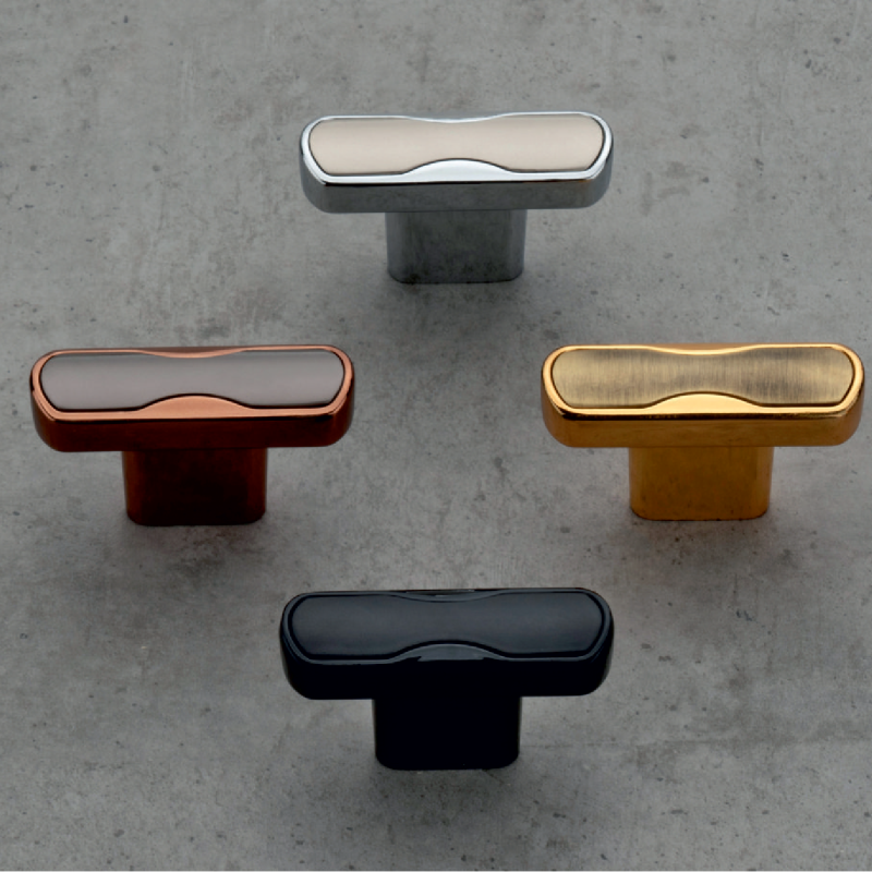 Contoured T-Shape Zinc Alloy Cabinet Knob - CU - 303