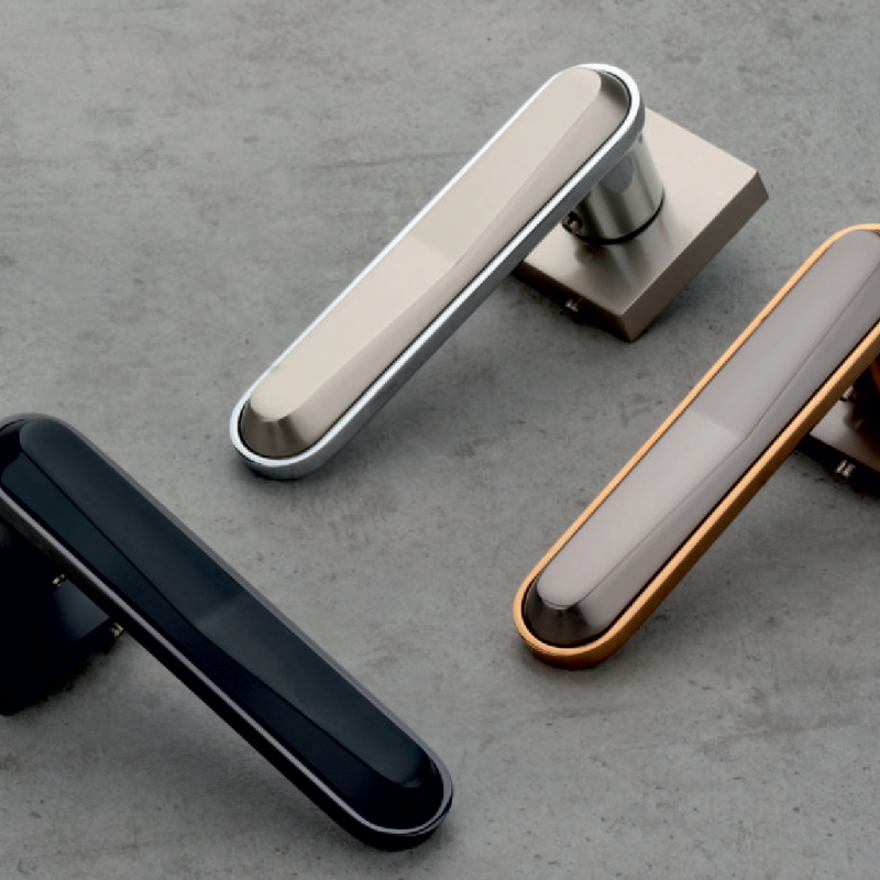 3-UC-706 Lever Door Handle - CP Satin, Black TT, PVD Rose Gold Satin Black