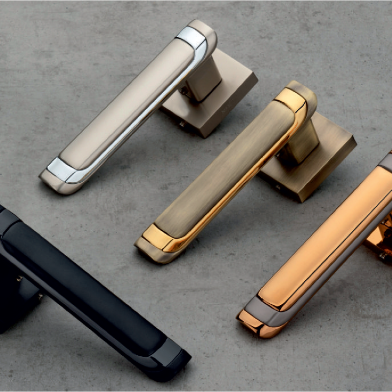 4-UC-701 Lever Door Handle - CP Satin, Black TT, PVD Rose Gold Satin Black, PVD Gold Antique Brass