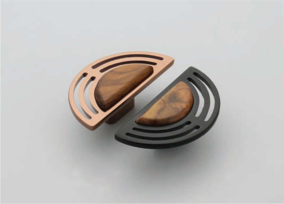 F-1681 Half-Moon Wood Inlay Knob