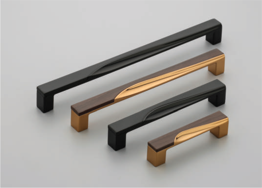 F-336 Zinc Alloy Curved Two-Tone Cabinet Handles