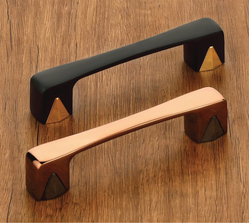 R-150 Zinc Alloy Two-Tone Curved Cabinet Handles