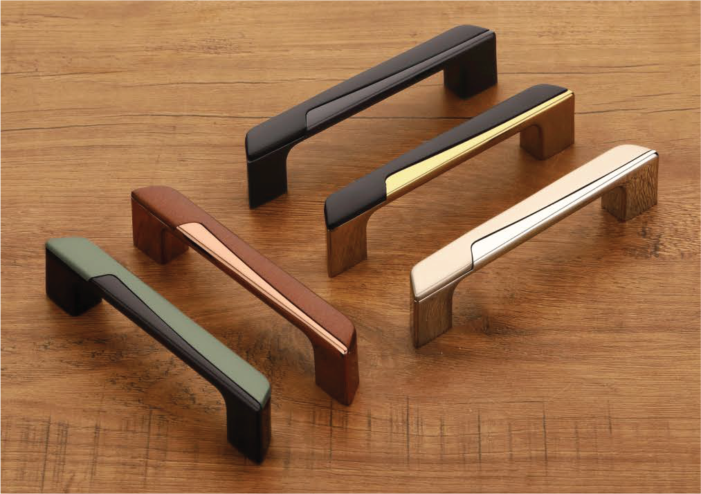 R-220 Zinc Alloy Two-Tone Curved Cabinet Handles