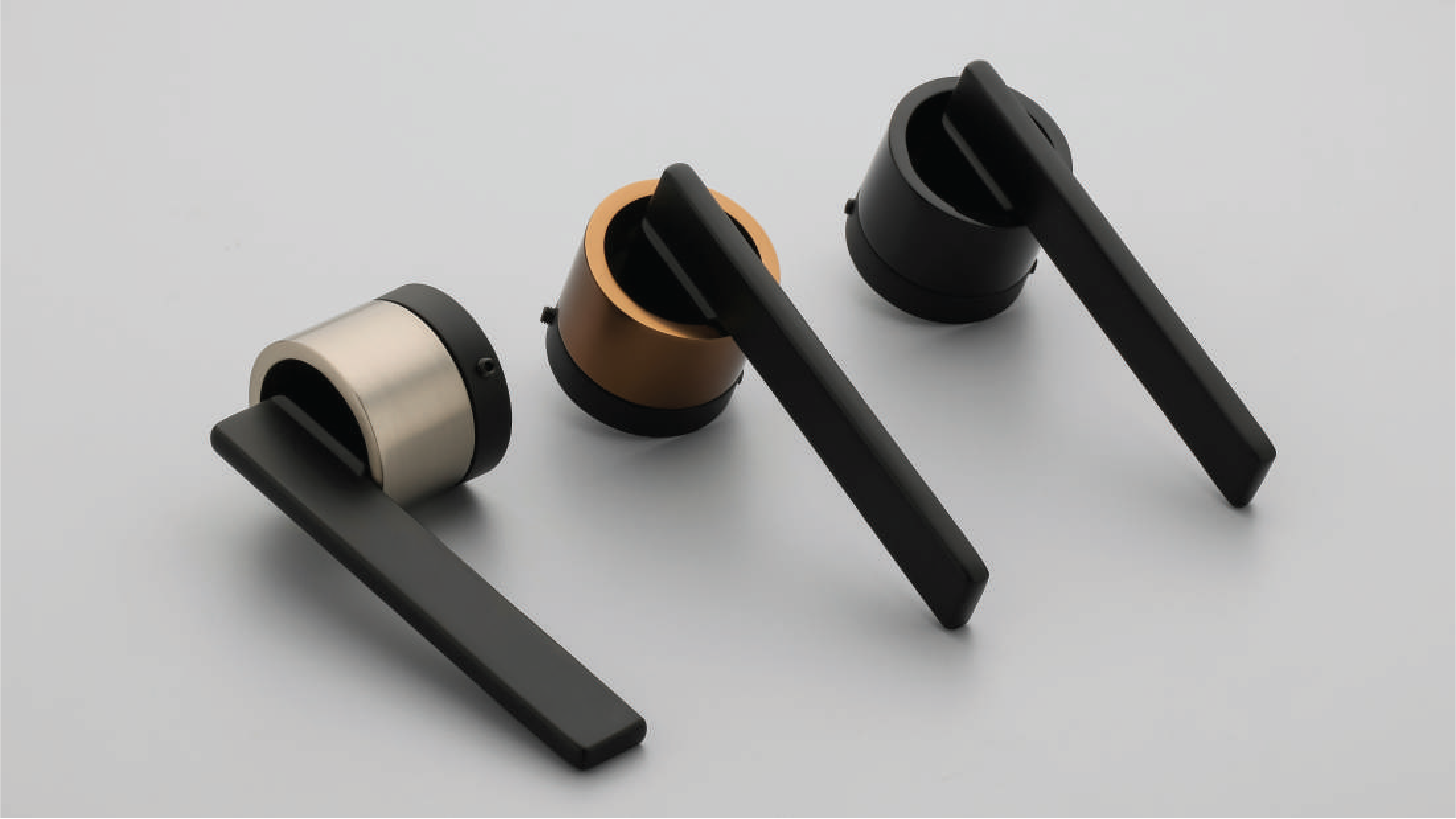 MALAGA Lever Door Handle - SS Matt/Black, Black TT, PVD Rose Gold Matt/Black