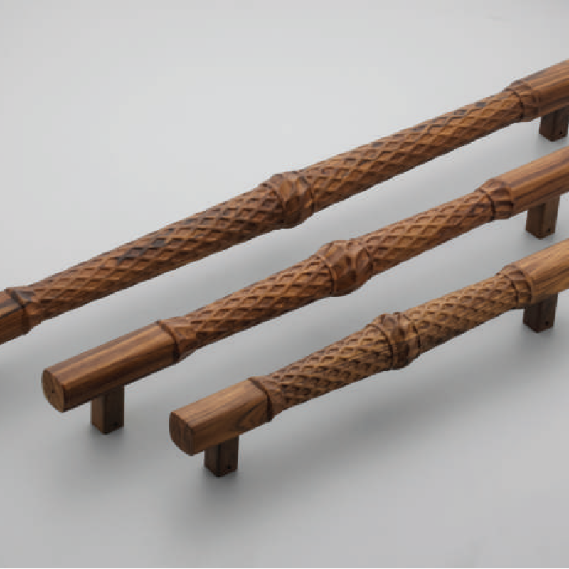 F-1207 Teak Wood Cabinet Pull Handle - Natural Wood