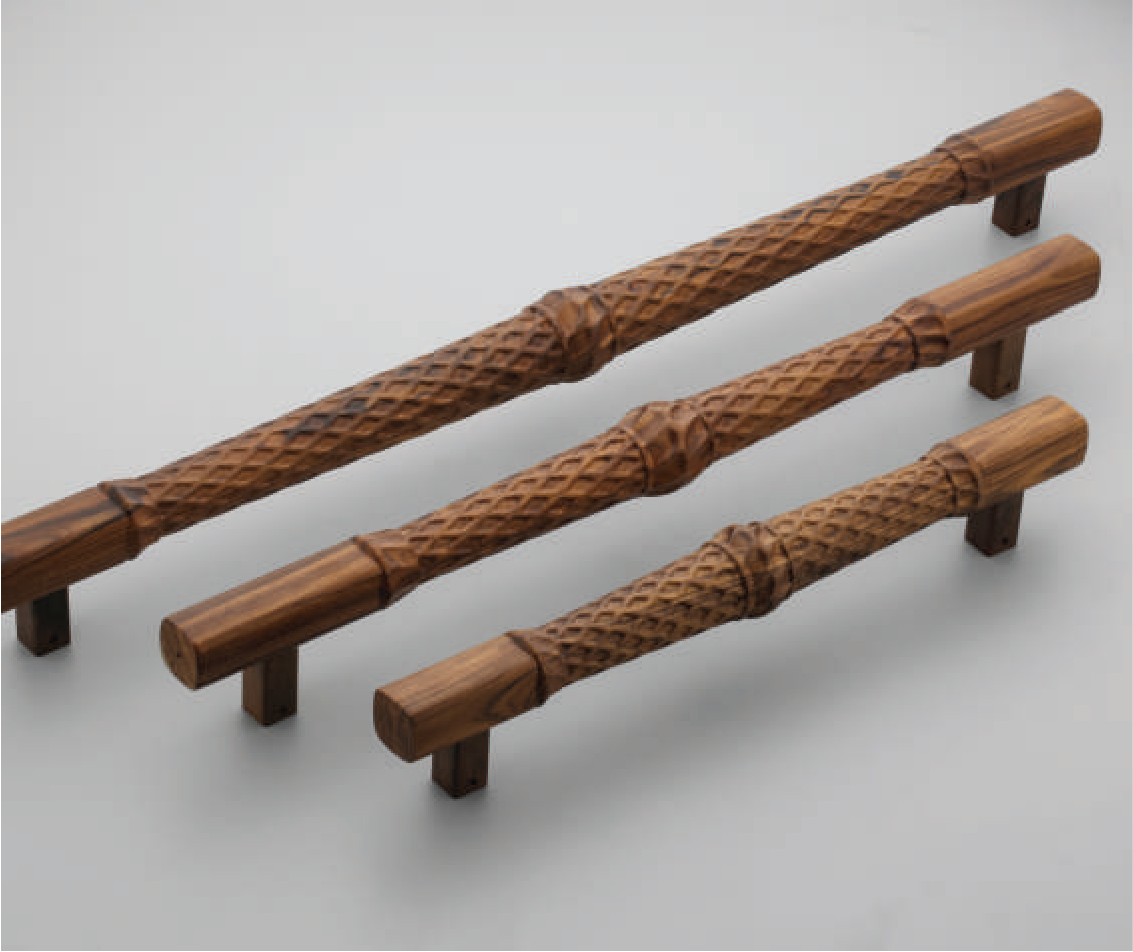 F-1207 Teak Wood Cabinet Pull Handle - Natural Wood