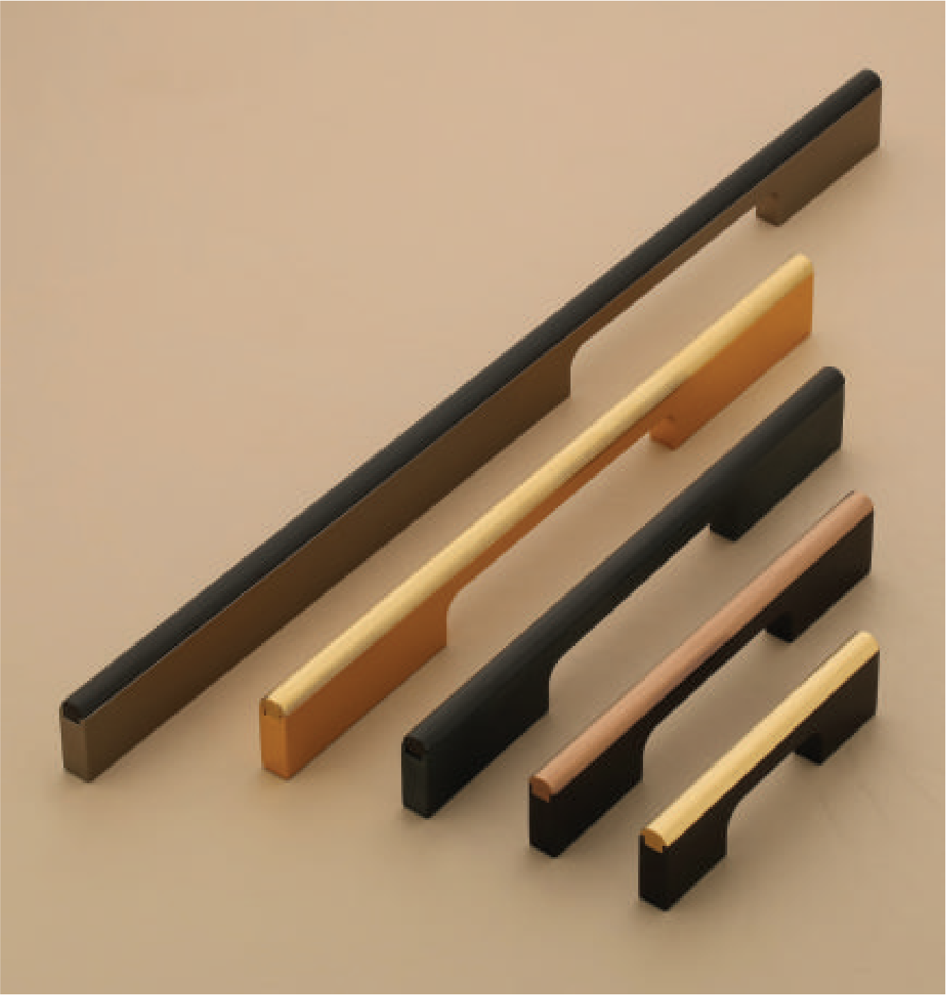 D-1029 Modern Two-Tone Cabinet Handle - Multiple Sizes & Finishes